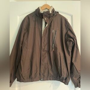 Izod Men's Dark Brown Performance Jacket Fleece Lined Wind Breaker
